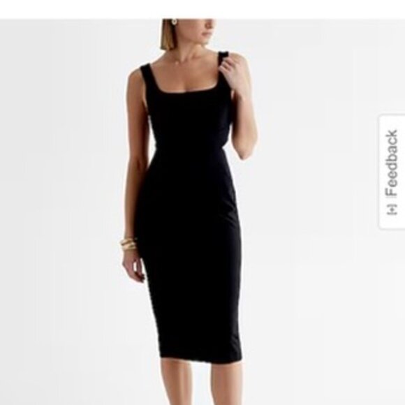 Square Neck Sleeveless Cutout Midi Sheath Dress SIZE SMALL NWT - Picture 1 of 7